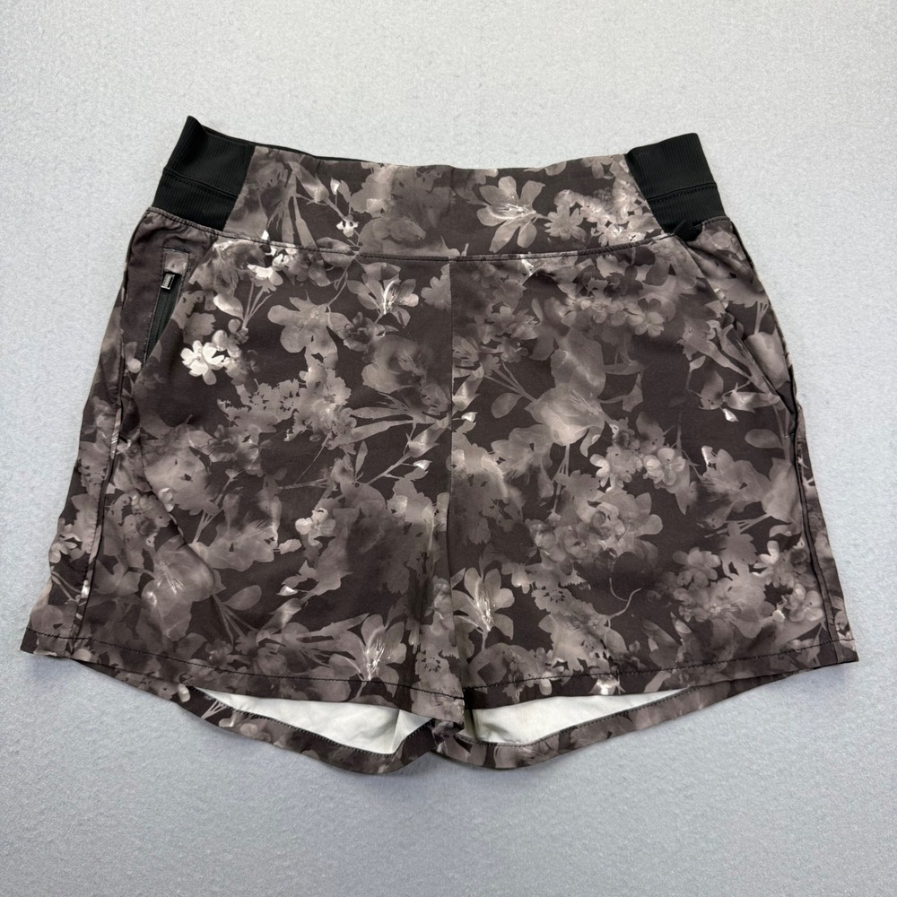 Athleta Brooklyn Printed Short Womens 6 Black Floral Active Hiking Travel Shorts